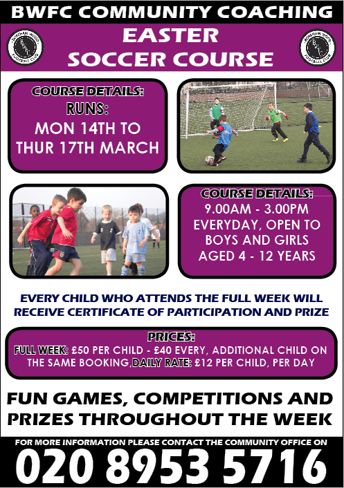 EASTER SOCCER COURSE AT BWFC